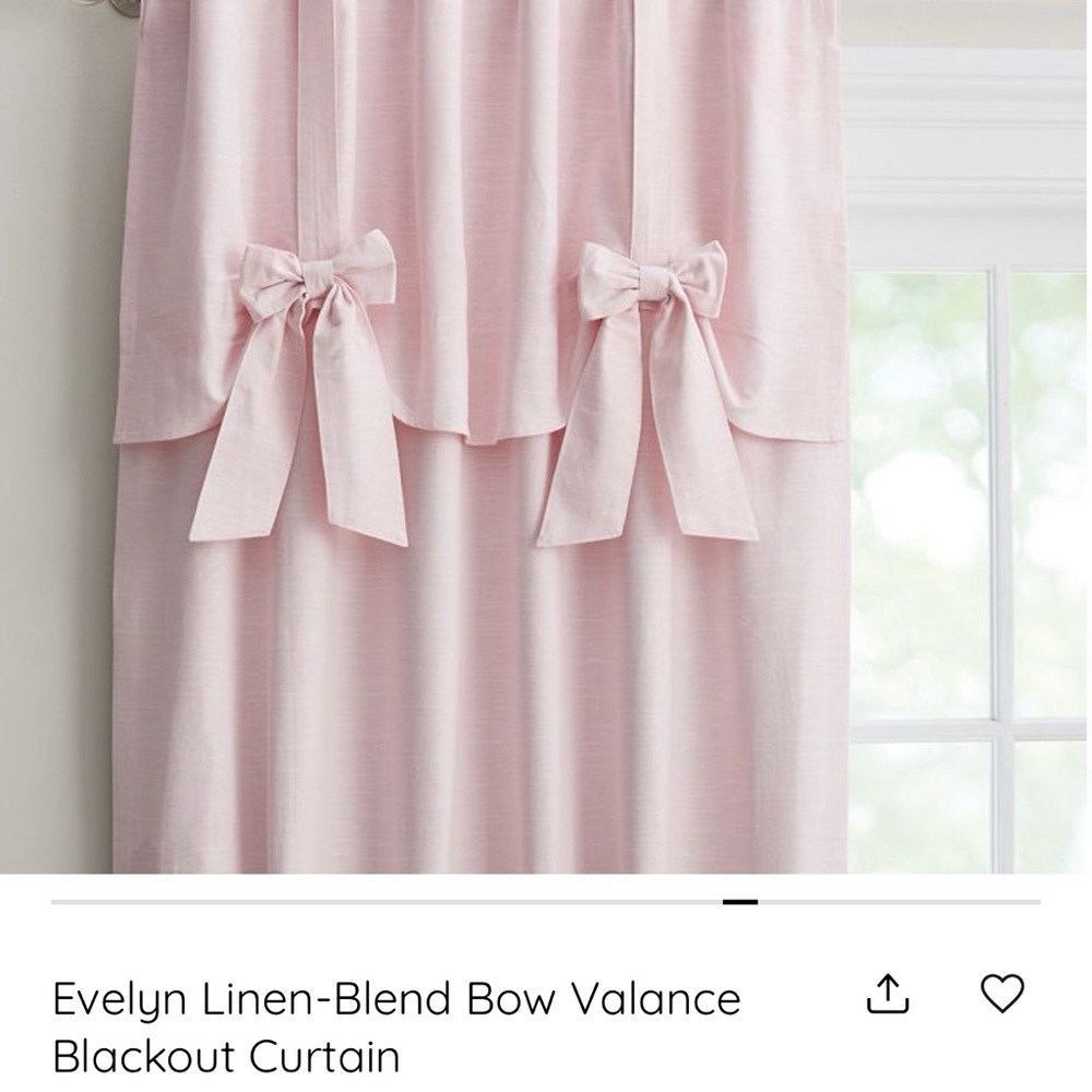 Pink Bow Valance Blackout Curtain